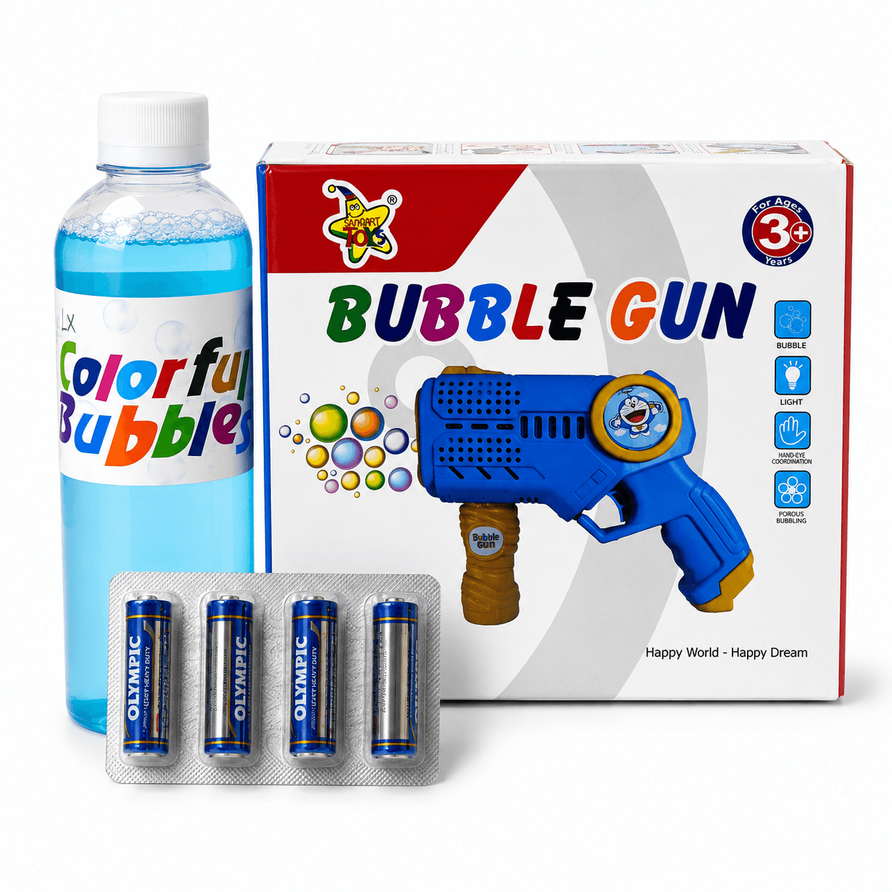 Bubble Gun Toy Combo Pack — ৫০০ml বাবল লিকুইড ও ৪টি ব্যাটারি ফ্রি
